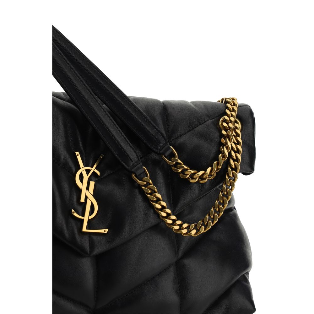 Bolso de hombro Saint Laurent de piel de cordero negra