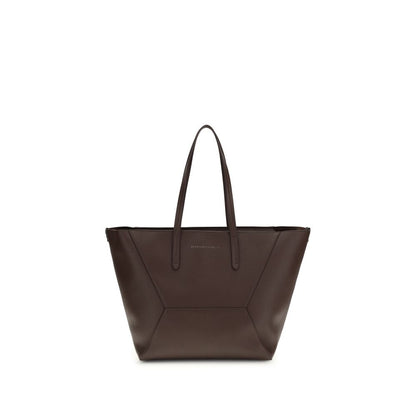 Bolso al hombro Brunello Cucinelli de piel de becerro marrón Bos Taurus