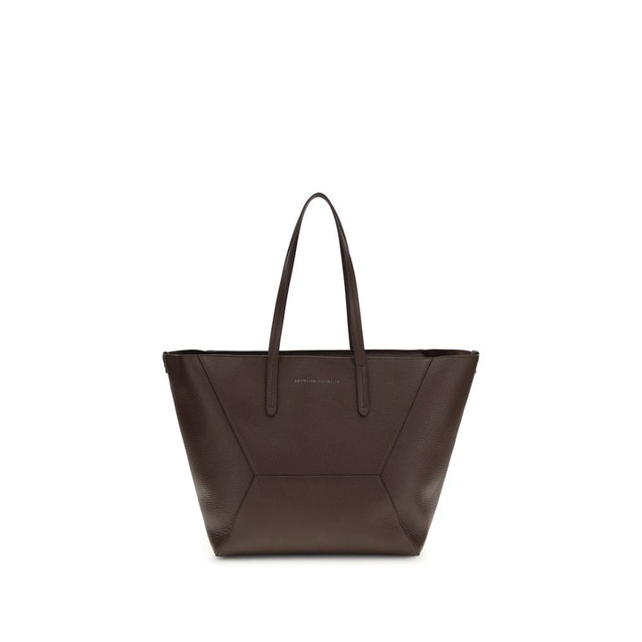 Sac porté épaule Brunello Cucinelli en veau marron Bos Taurus