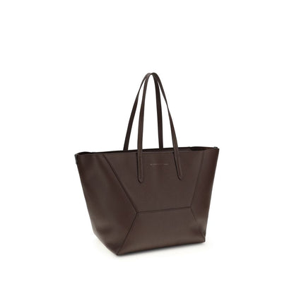 Bolso al hombro Brunello Cucinelli de piel de becerro marrón Bos Taurus