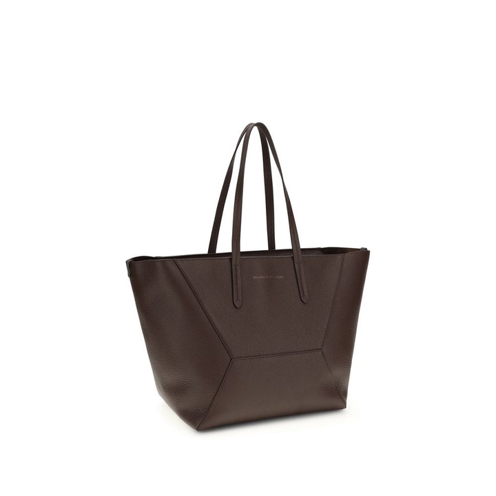 Sac porté épaule Brunello Cucinelli en veau marron Bos Taurus