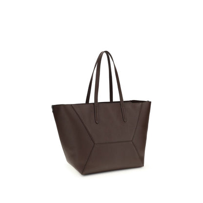 Bolso al hombro Brunello Cucinelli de piel de becerro marrón Bos Taurus