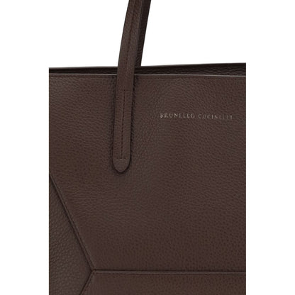 Bolso al hombro Brunello Cucinelli de piel de becerro marrón Bos Taurus