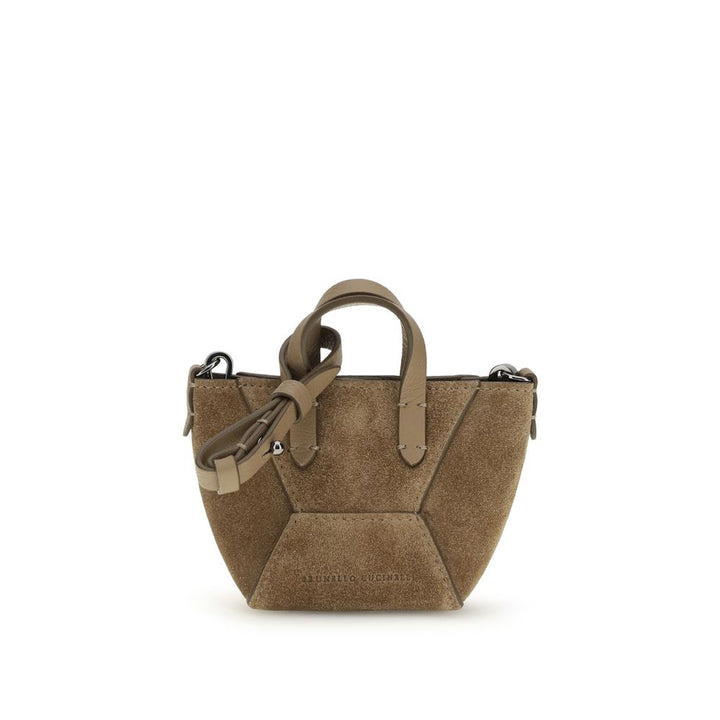 Sac porté épaule Brunello Cucinelli en veau marron Bos Taurus