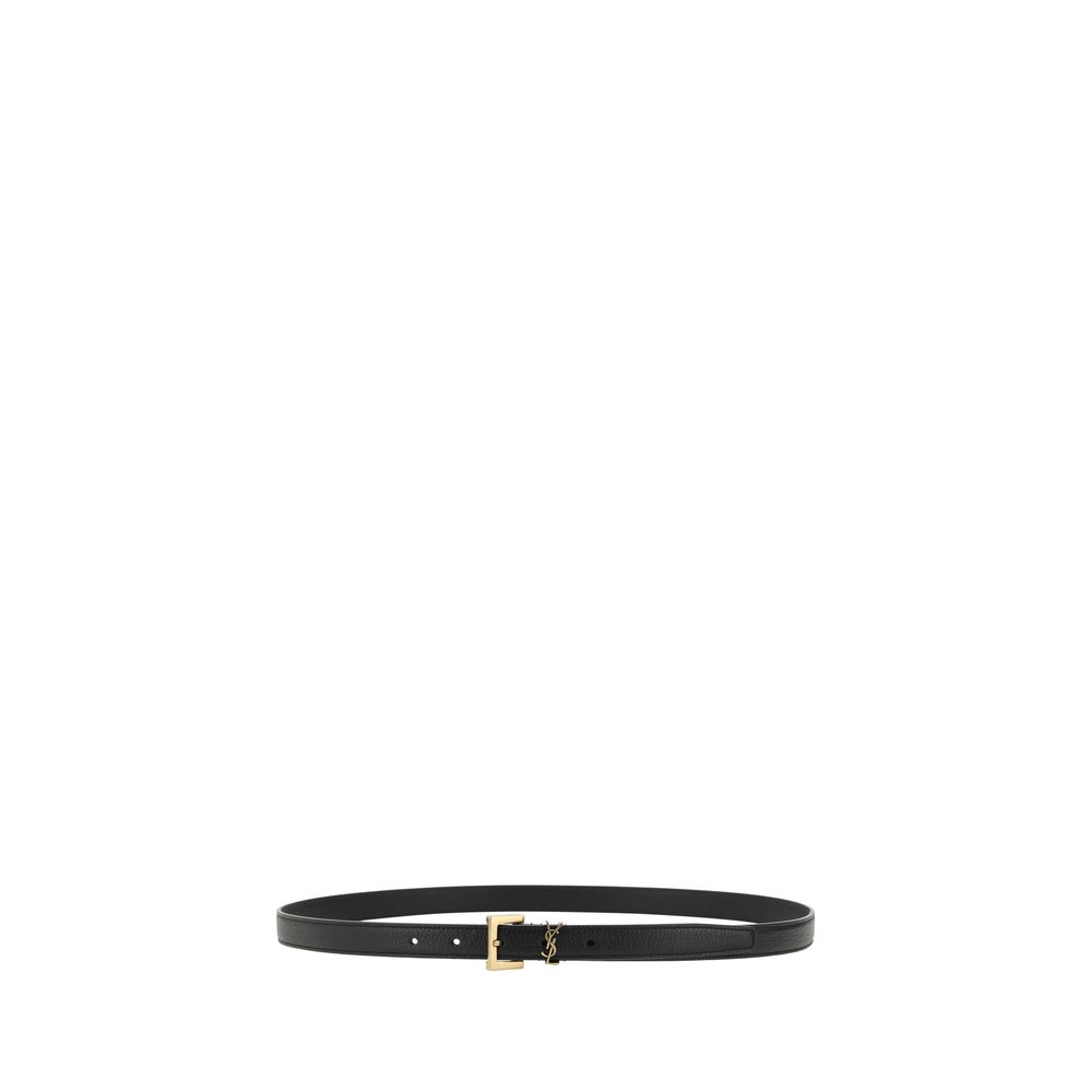 Cinturón regular Saint Laurent de piel de becerro negra Bos Taurus
