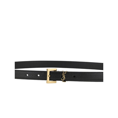 Cinturón regular Saint Laurent de piel de becerro negra Bos Taurus