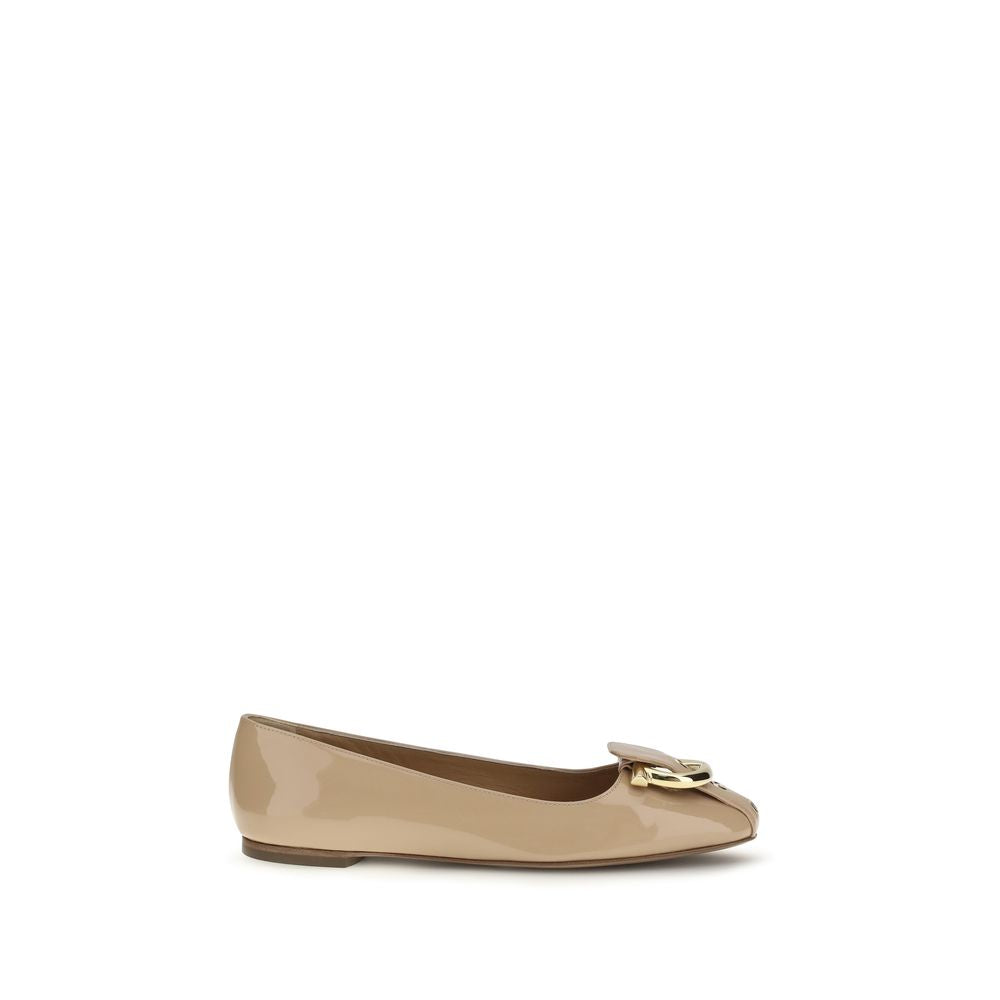 Bailarinas Ferragamo de piel de becerro beige Bos Taurus