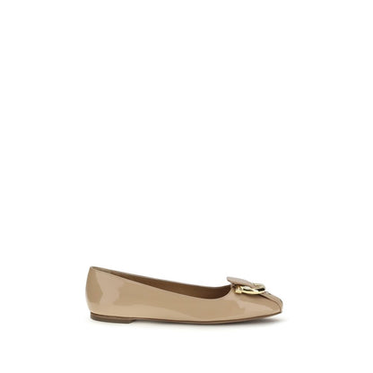 Bailarinas Ferragamo de piel de becerro beige Bos Taurus