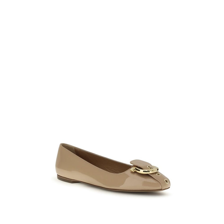 Bailarinas Ferragamo de piel de becerro beige Bos Taurus