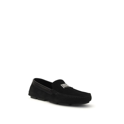 Dolce & Gabbana Black Calf Leather Bos Taurus Slip-On Loafers