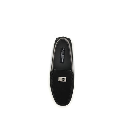 Dolce & Gabbana Black Calf Leather Bos Taurus Slip-On Loafers