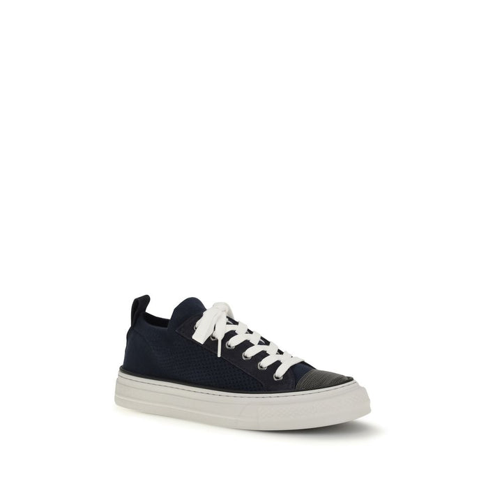 Brunello Cucinelli Zapatillas Bajas de Algodón Azules