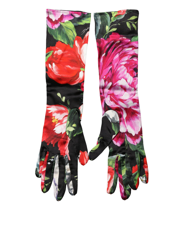 Gants Femme Dolce & Gabbana longueur coude à imprimé floral multicolore