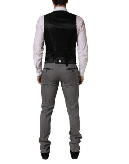 Costume 3 pièces Dolce & Gabbana en laine grise, coupe droite, 1 bouton