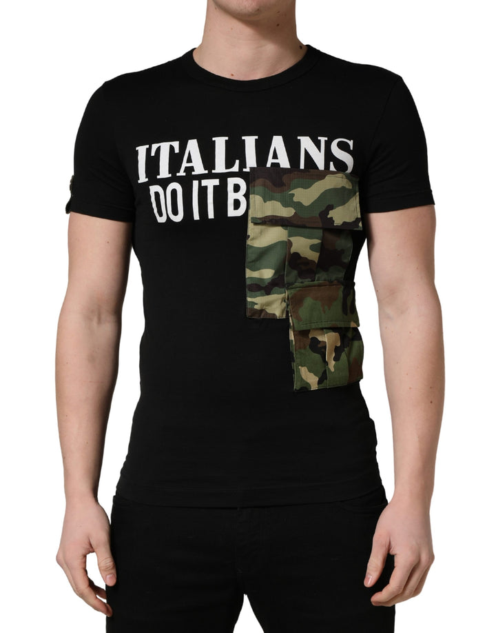 Camiseta de hombre Dolce & Gabbana "Black Italians Do It Better" con bolsillo de camuflaje