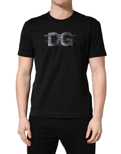 Camiseta de algodón con cuello redondo y estampado DG con logo MASQ en negro +39