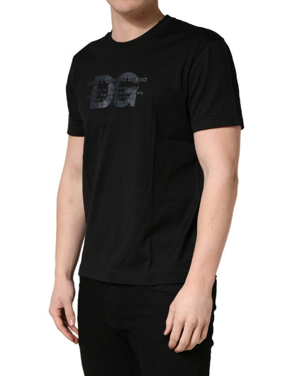 Camiseta de algodón con cuello redondo y estampado DG con logo MASQ en negro +39