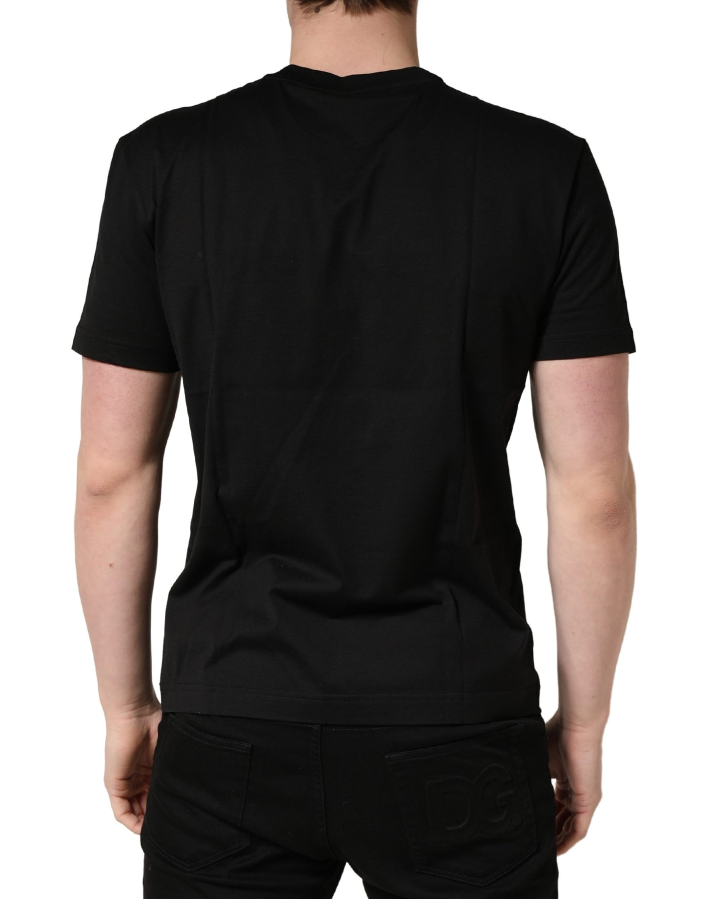Camiseta de algodón con cuello redondo y estampado DG con logo MASQ en negro +39