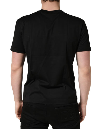 Camiseta de algodón con cuello redondo y estampado DG con logo MASQ en negro +39