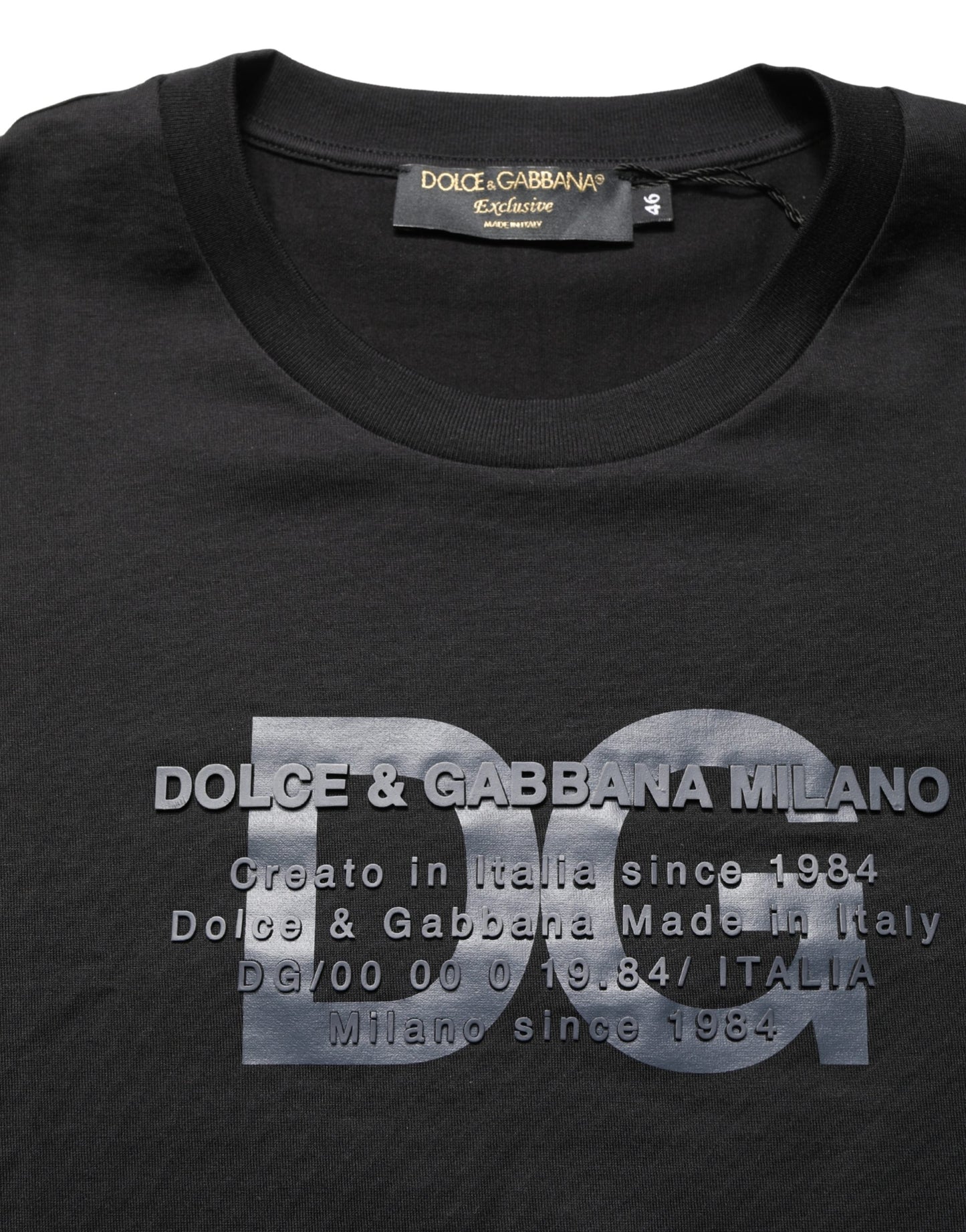 Camiseta de algodón con cuello redondo y estampado DG con logo MASQ en negro +39