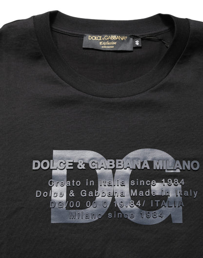 Camiseta de algodón con cuello redondo y estampado DG con logo MASQ en negro +39