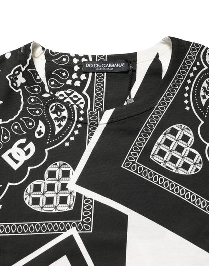 T-shirt en coton à col rond et bandana noir et blanc Dolce & Gabbana