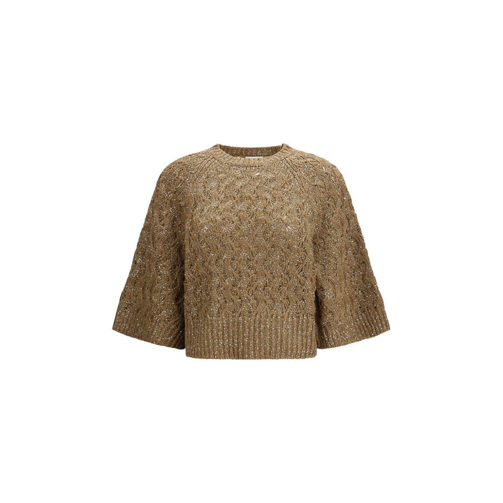 Sweat-shirt Brunello Cucinelli en soie beige