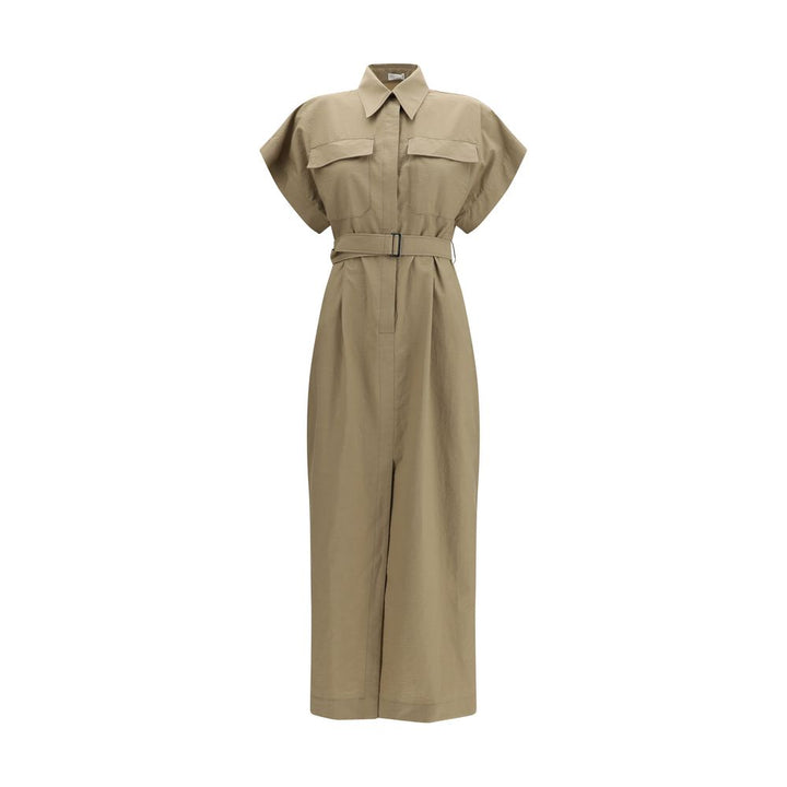 Vestido casual de algodón beige Brunello Cucinelli