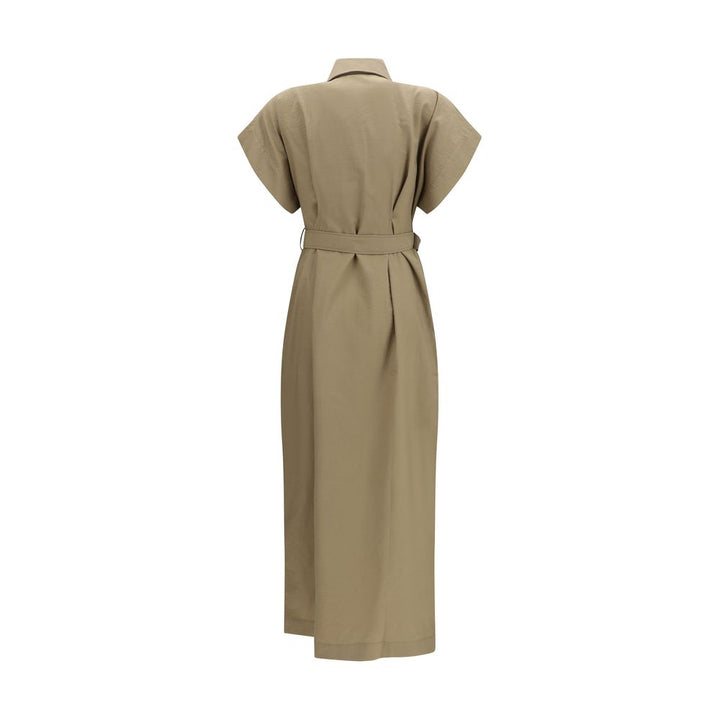 Vestido casual de algodón beige Brunello Cucinelli