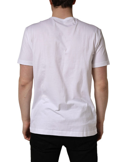 Dolce & Gabbana White DG Leaf Embroidery Crew Neck  T-shirt