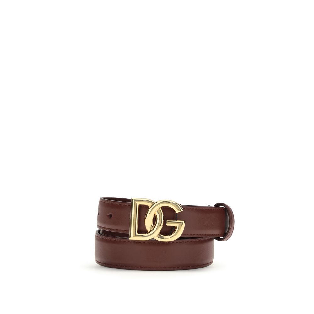 Cinturón Regular Dolce & Gabbana de Piel de Becerro Burdeos Bos Taurus