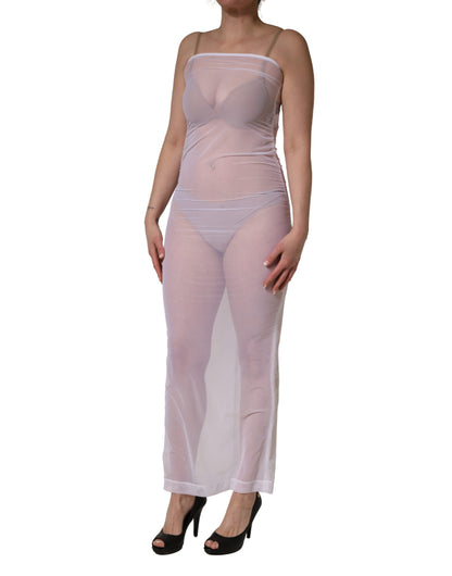 Robe longue fourreau Dolce & Gabbana en nylon extensible transparent blanc