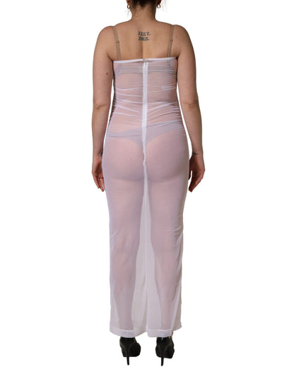 Robe longue fourreau Dolce & Gabbana en nylon extensible transparent blanc