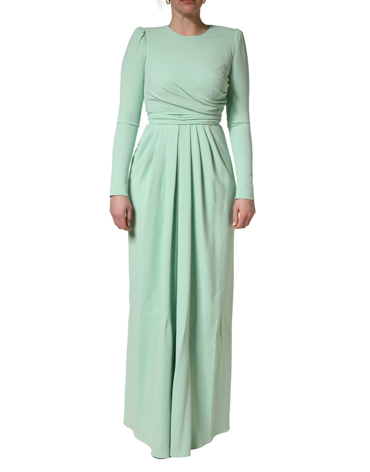 Vestido largo de noche verde de viscosa de manga larga Dolce & Gabbana