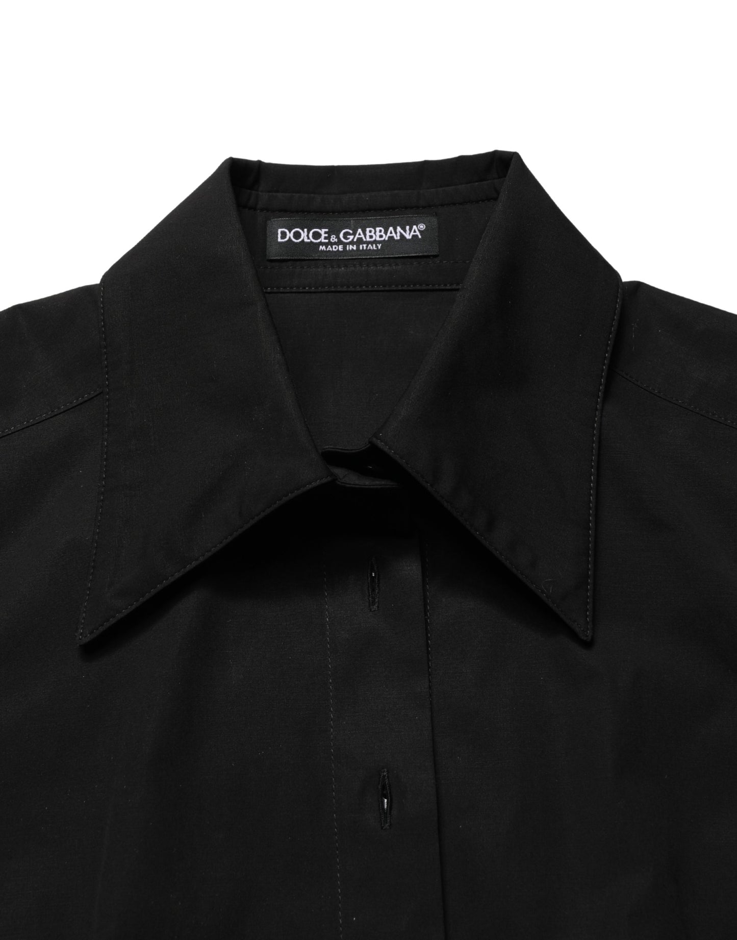 Dolce & Gabbana Black Cotton Sleeveless Collared Blouse Top
