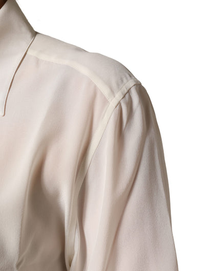 Blusa de manga larga con cuello, blanca roto, de Dolce & Gabbana