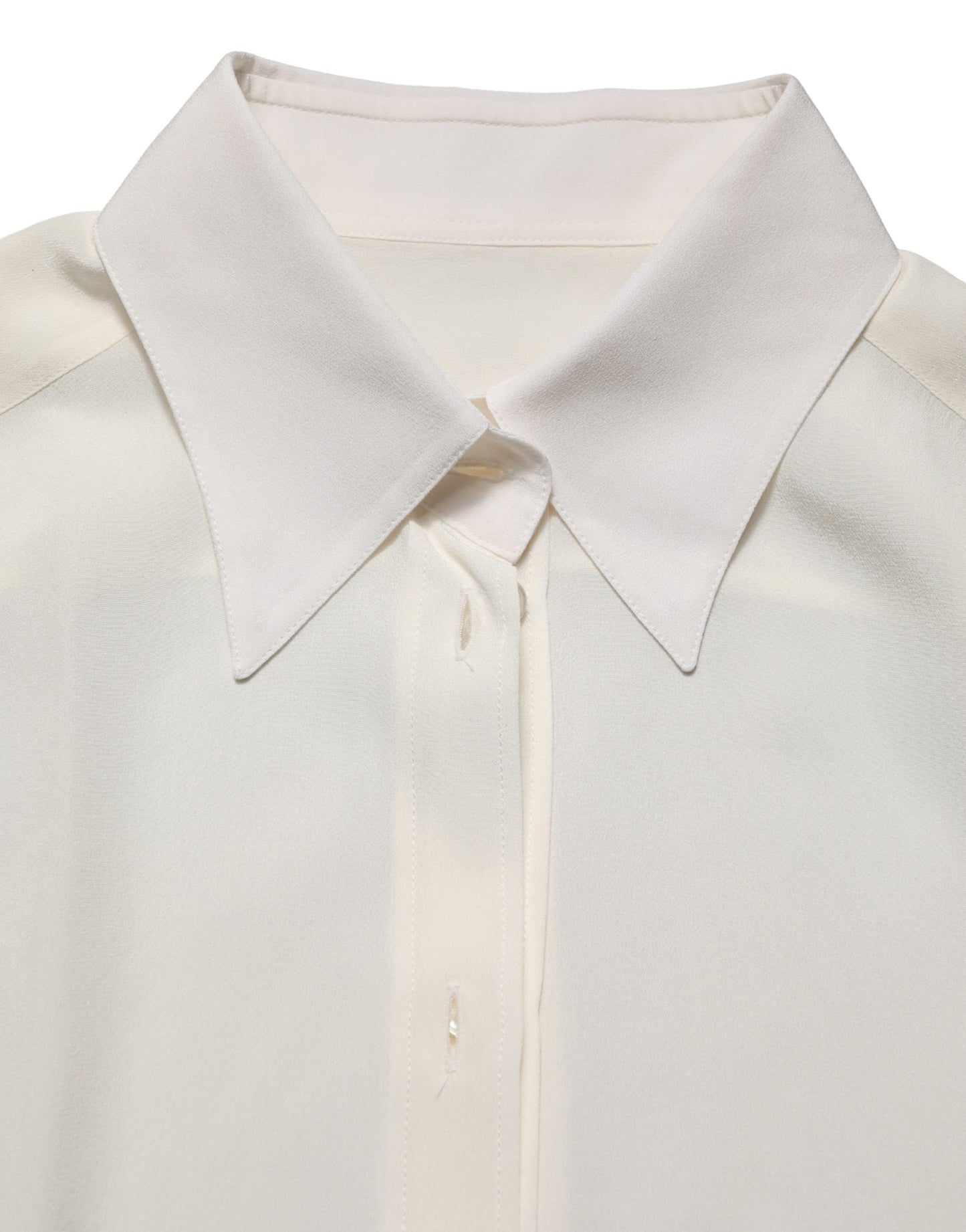 Blusa de manga larga con cuello, blanca roto, de Dolce & Gabbana