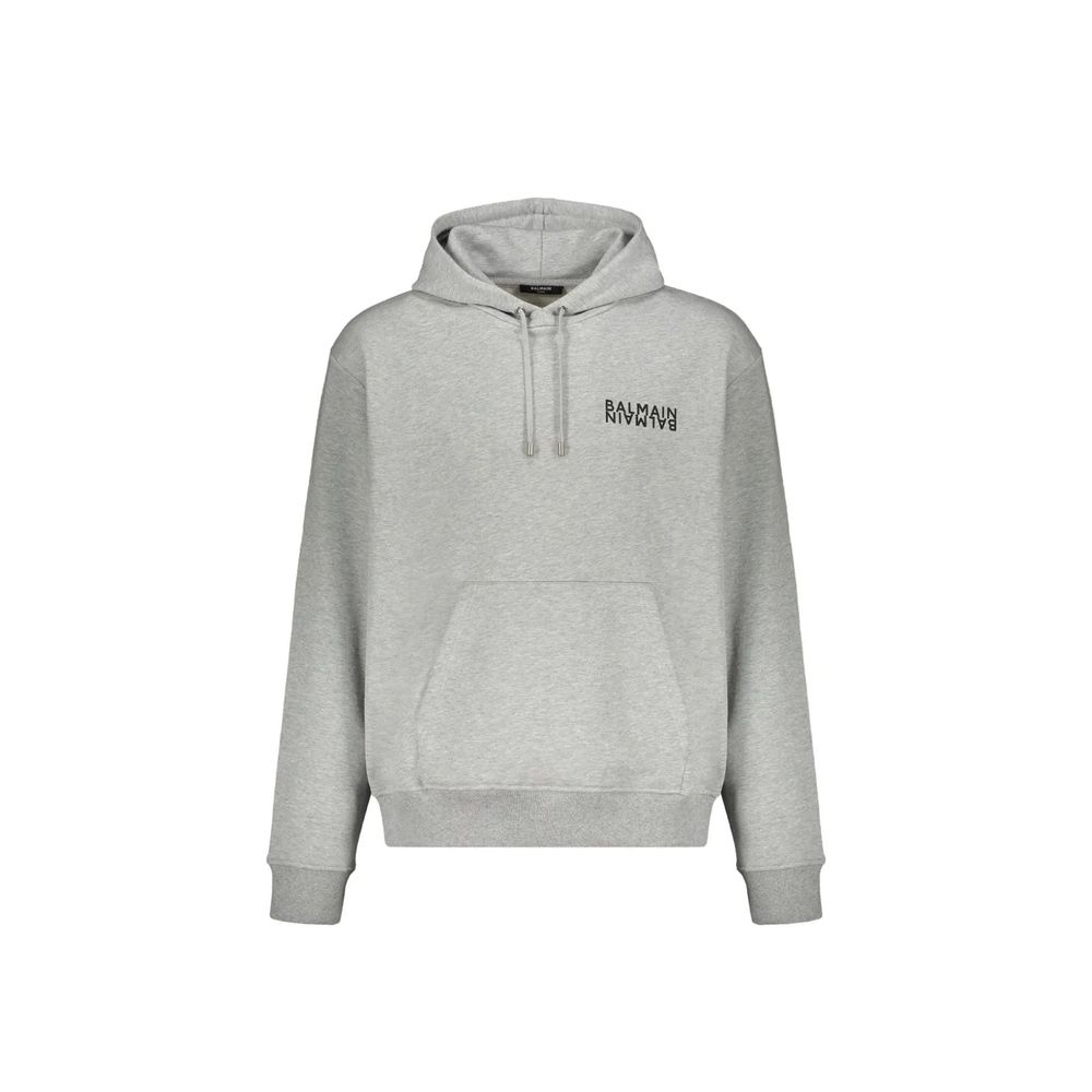 Sudadera con capucha Balmain de algodón gris