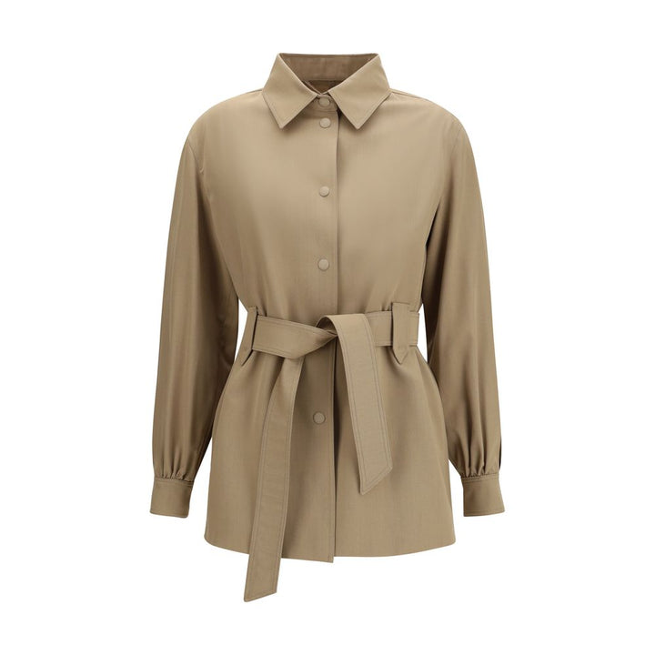 Max Mara Brown Wool Oves Aries Sleeveless Jacket