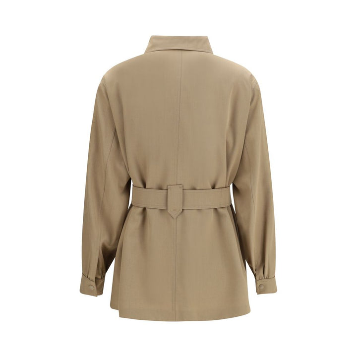Max Mara Brown Wool Oves Aries Sleeveless Jacket