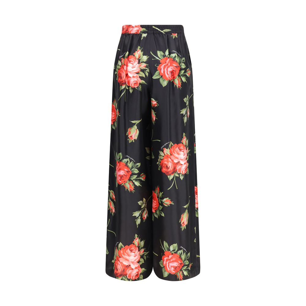 Pantalones informales de seda multicolor Dolce & Gabbana