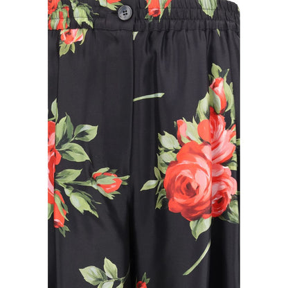 Pantalones informales de seda multicolor Dolce & Gabbana