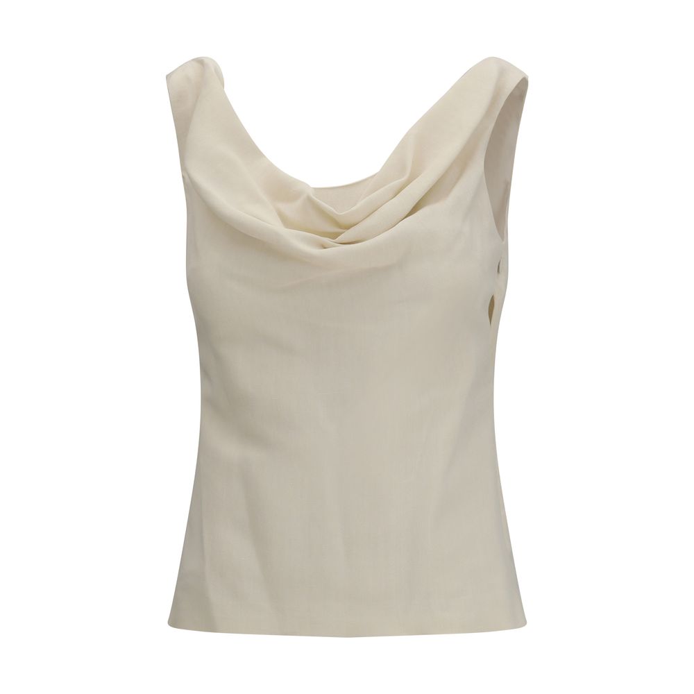 Blusa de viscosa beige Brunello Cucinelli
