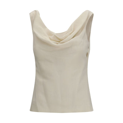 Blusa de viscosa beige Brunello Cucinelli