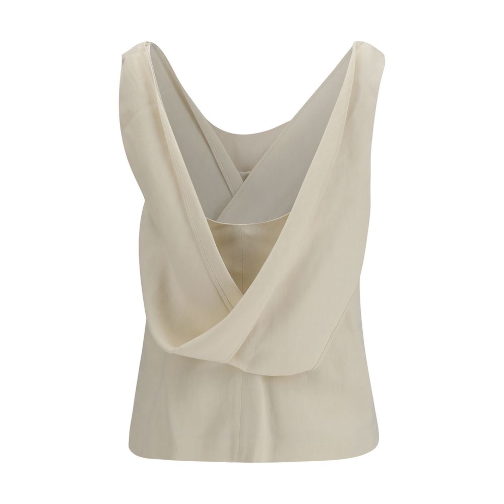 Blusa de viscosa beige Brunello Cucinelli