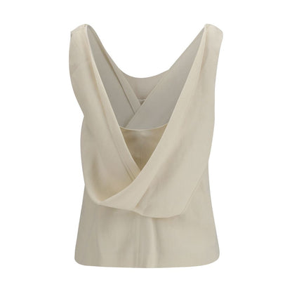 Blusa de viscosa beige Brunello Cucinelli