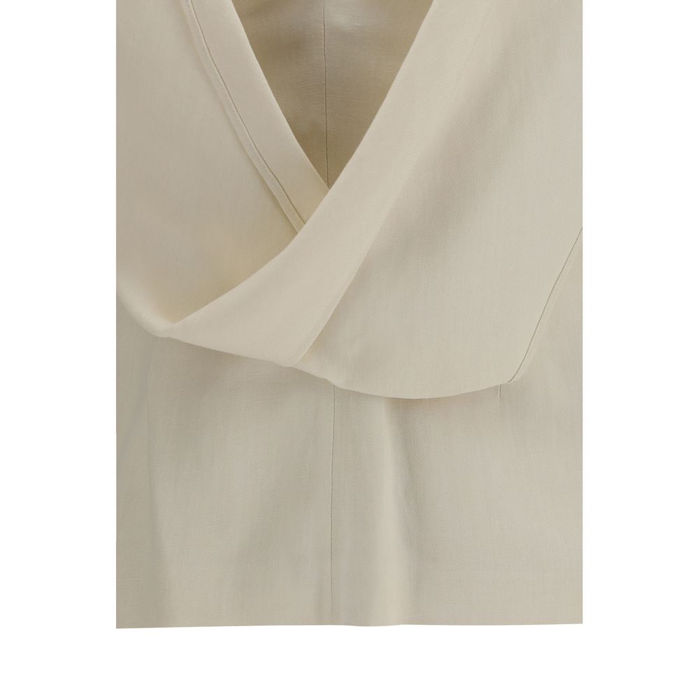 Blusa de viscosa beige Brunello Cucinelli