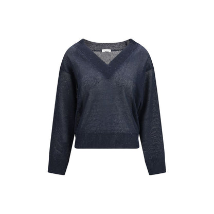 Camiseta de lino azul Brunello Cucinelli