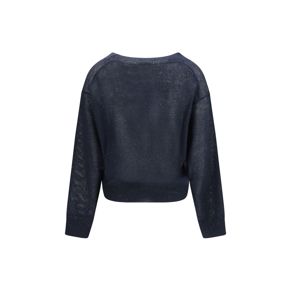 Camiseta de lino azul Brunello Cucinelli