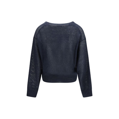 Camiseta de lino azul Brunello Cucinelli